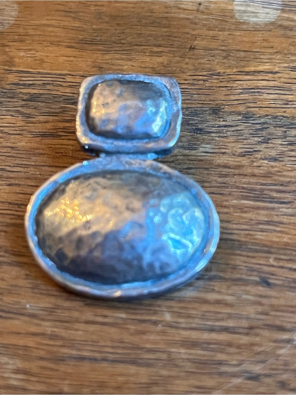 Hammered Sterling Silver artisan Oval Drop Pendant by Barse Jewerly